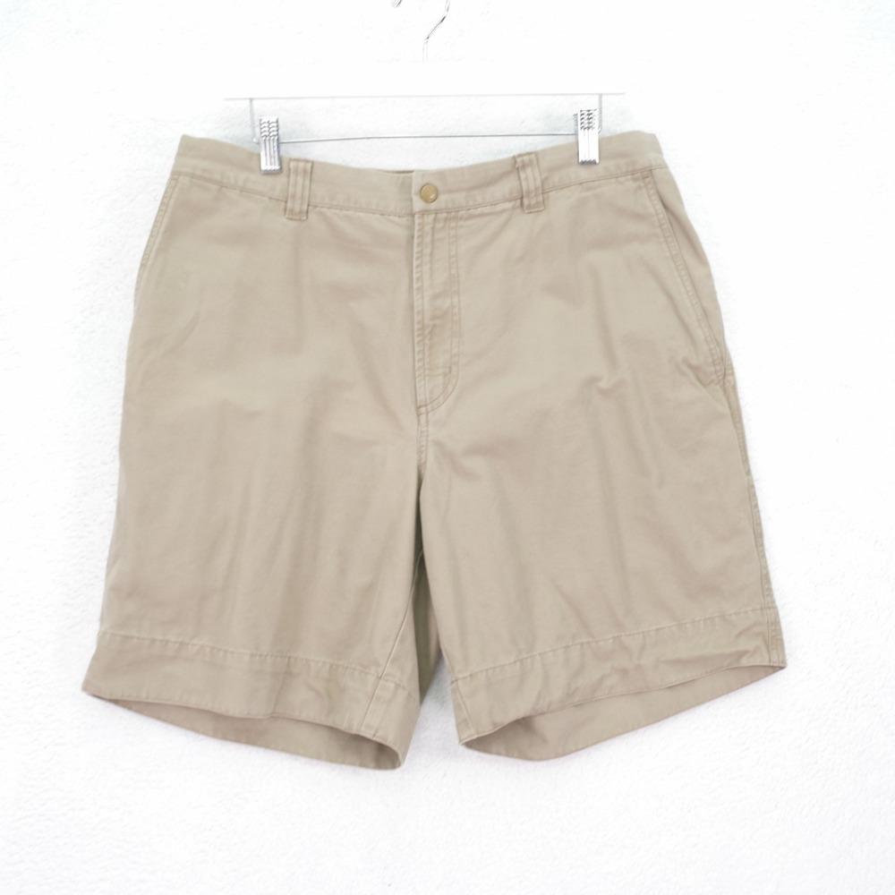 Columbia Men's Beige Flat Front Canvas Cotton High Rise Shorts 36 / 8